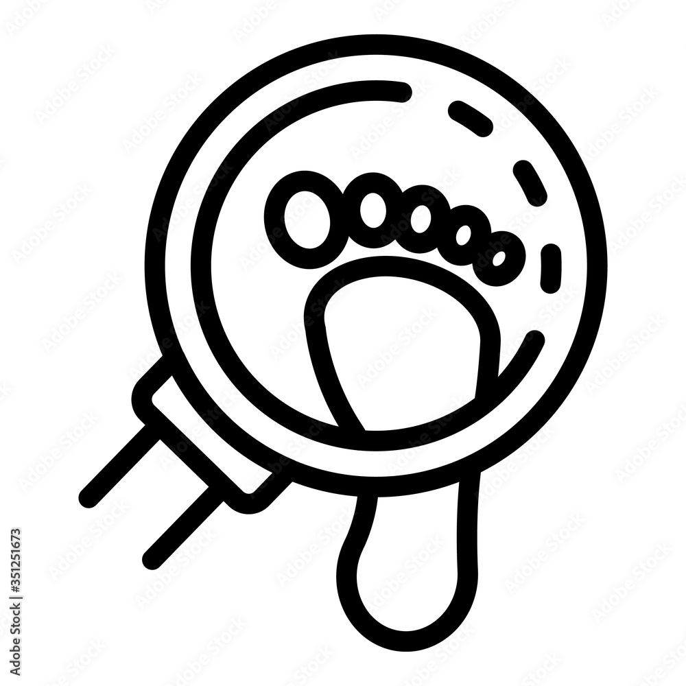 Foot print investigation icon. Outline foot print investigation vector icon for web design isolated on white background Foot print investigation icon. Outline foot print investigation vector icon for web design isolated on white background