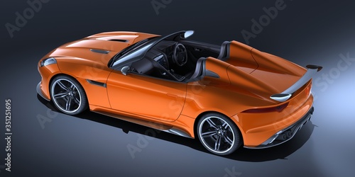 3D rendering of a brand-less generic  convertible concept car in studio environment