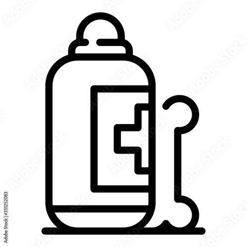 Medical dog shampoo bottle icon. Outline medical dog shampoo bottle vector icon for web design isolated on white background