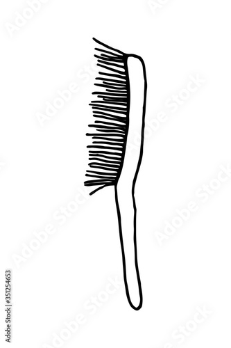 wooden comb with bristles Cosmetic brush icon. Outline illustration of cosmetic brush vector icon for web design isolated on white background