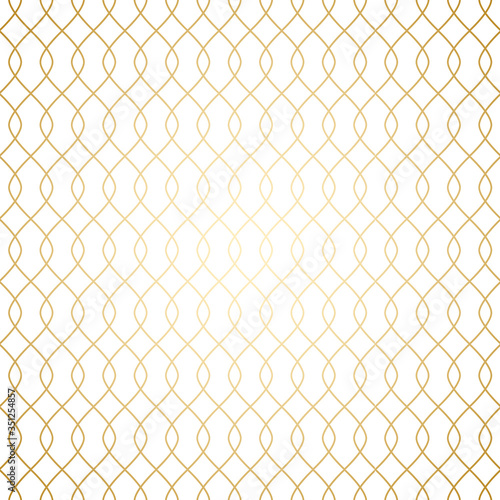 Luxury golden art deco linear simple seamless pattern, white and gold colors