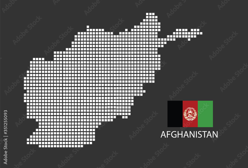 Afghanistan map design white square, black background with flag Afghanistan.