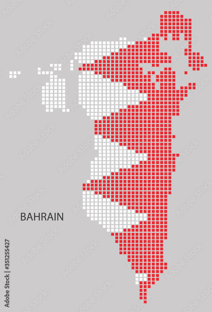Bahrain map design flag Bahrain square, white background.