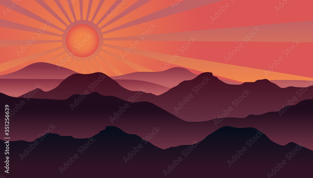 Beautiful Sunset Background Template Vector Art