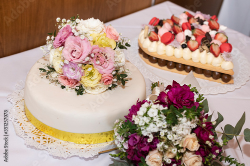  wedding and birthday cake with beautiful and original fine and delicate decoration