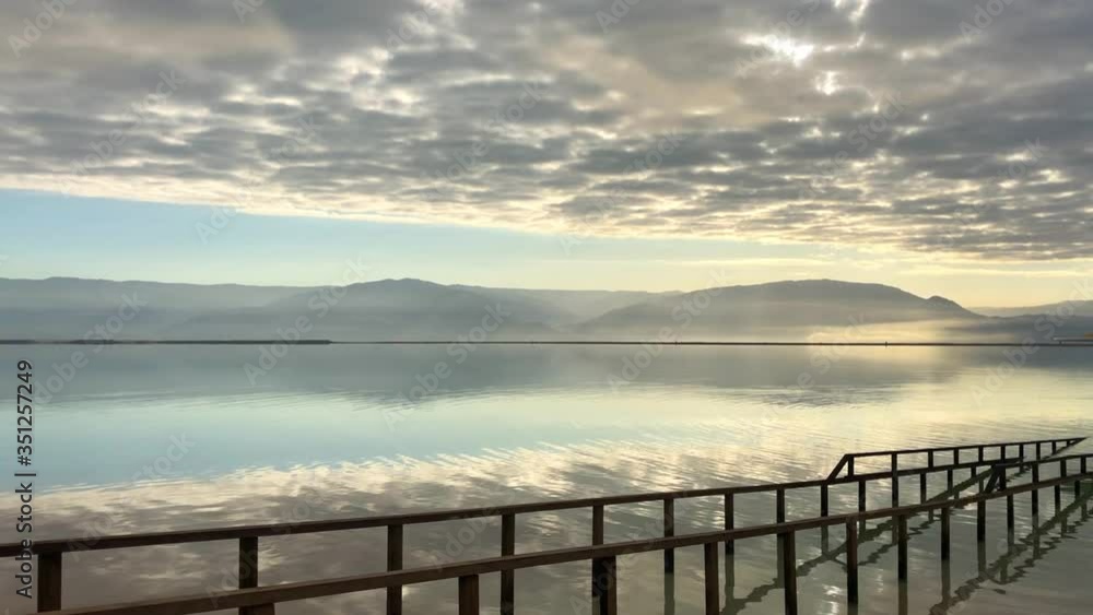 Dead Sea coast at sunrise in Israel. Beautiful nature Dead Sea coast at sunrise in Israel. Beautiful nature