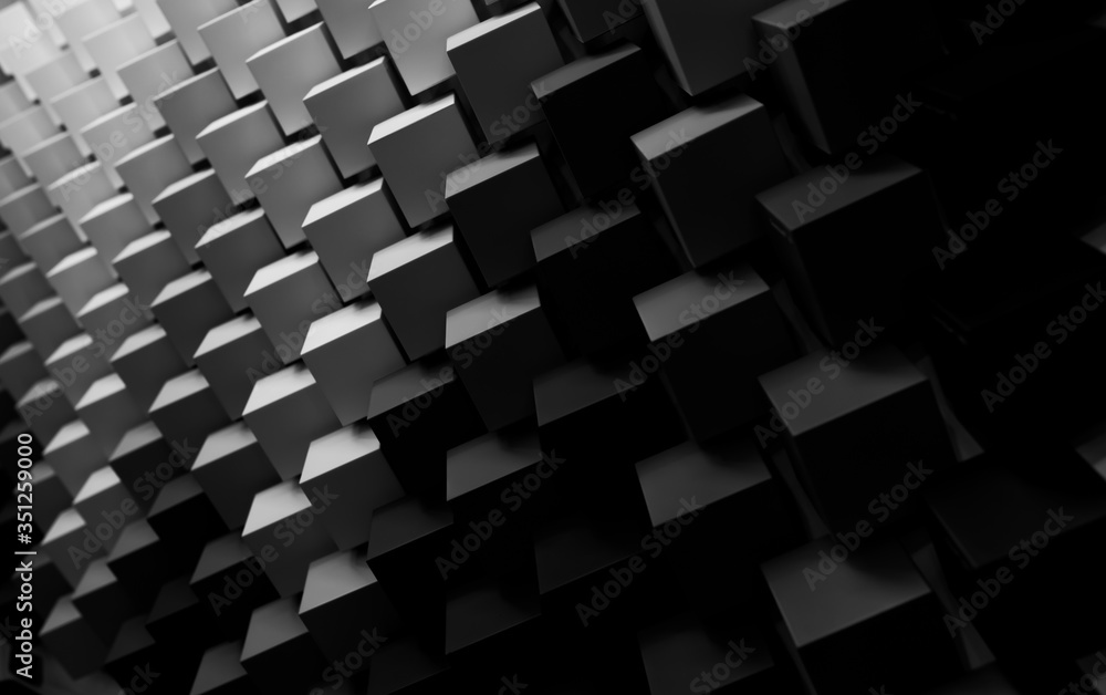 Obraz premium Wiele monochromatycznych kostek po przekątnej. Rozwiązanie technologiczne. Obraz 3D