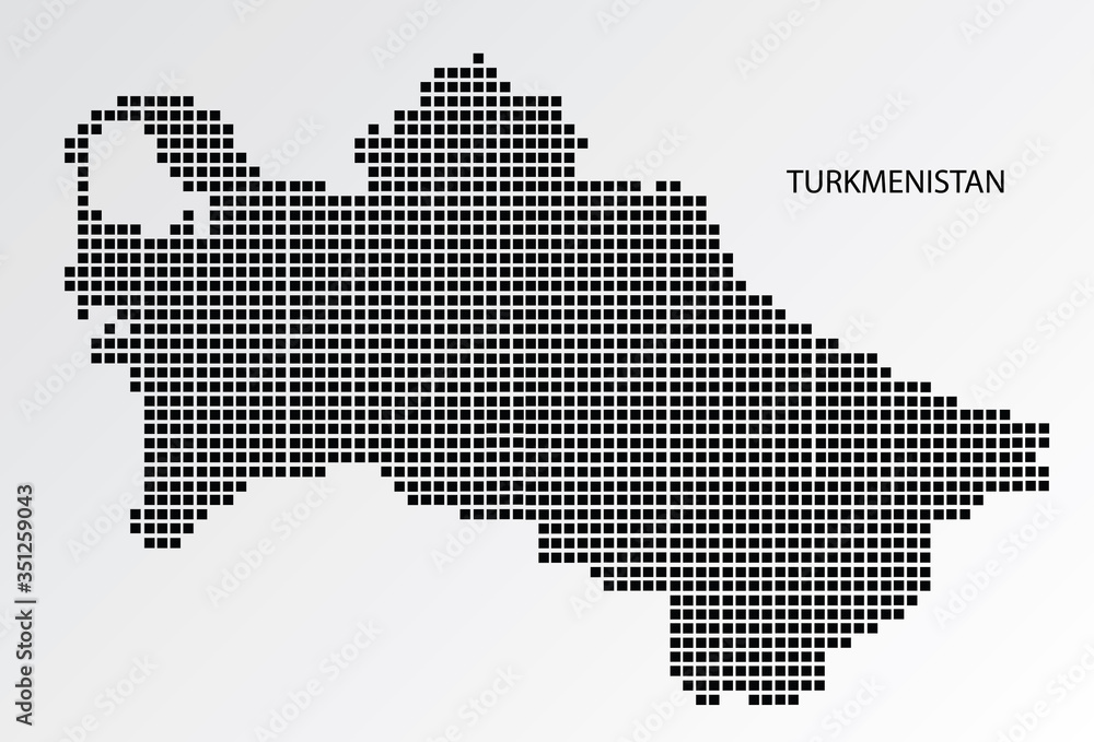 Turkmenistan map design square with flag Turkmenistan.