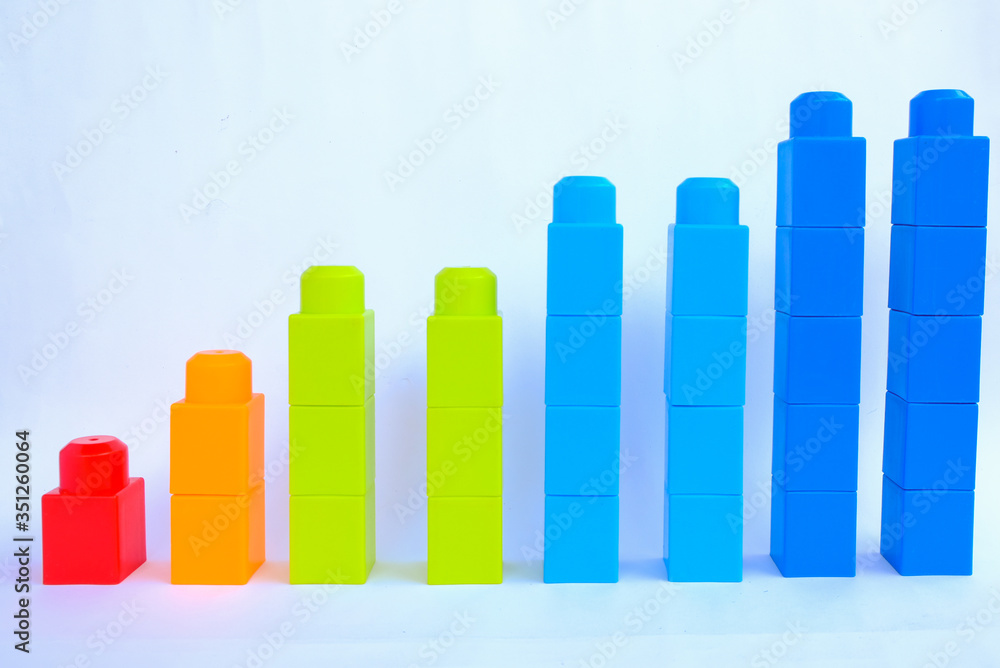 Business graph and chart content.
colorful plastic building blocks arrangement in a graph-like layout isolated on white background Business graph and chart content.
colorful plastic building blocks arrangement in a graph-like layout isolated on white background
