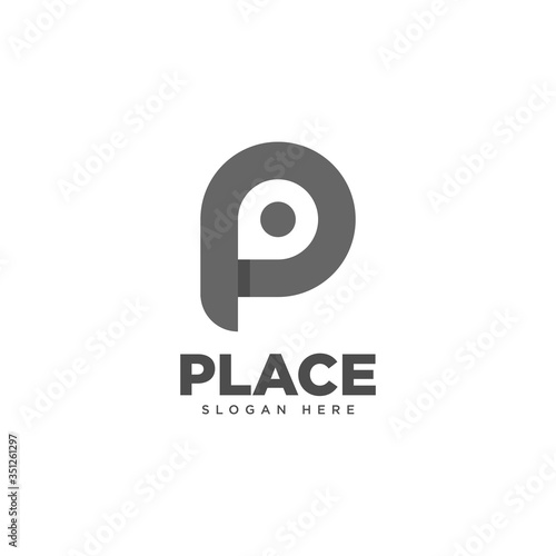 Letter P Place Logo Design Template