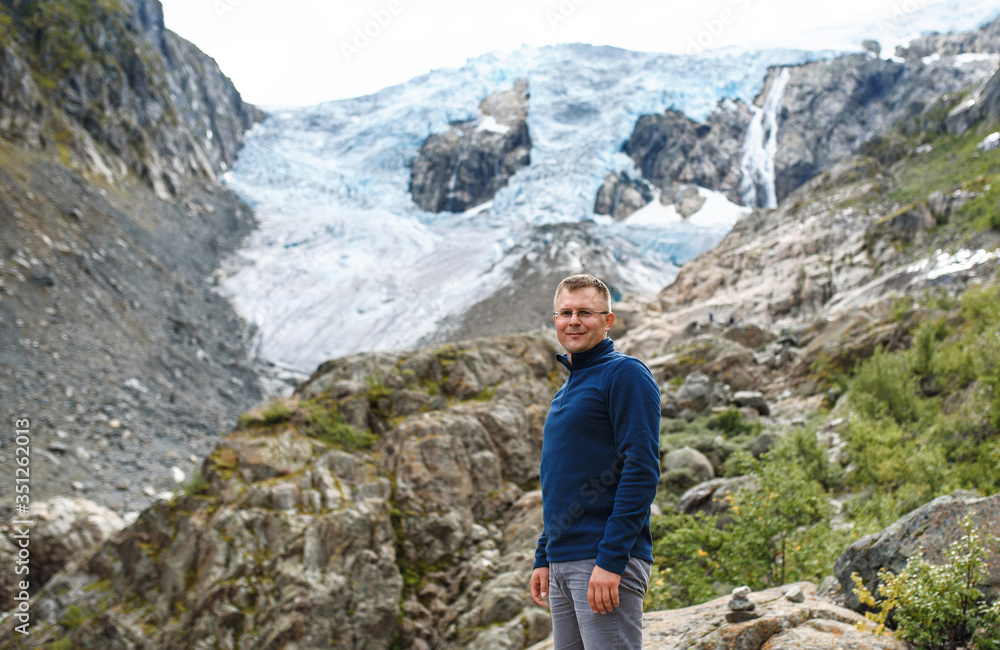 portrait of man at mountain