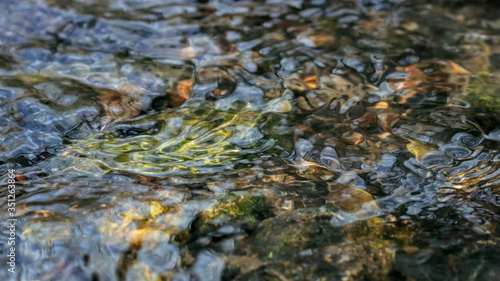 Stream river water waves and ripples colorful closeup