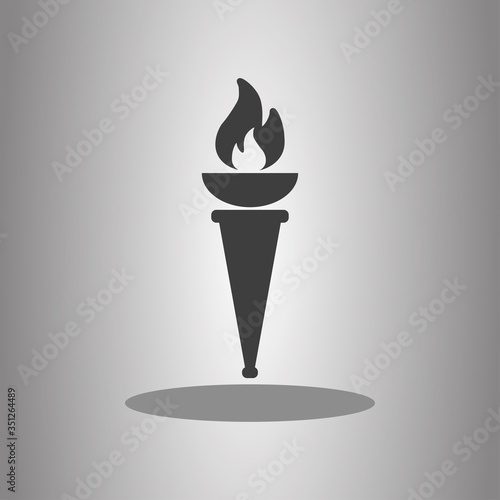 Torch simple icon with shadow. Flat desing