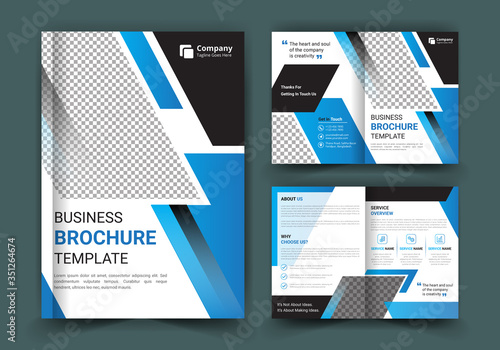 Corporate business bi-fold brochure template design photo