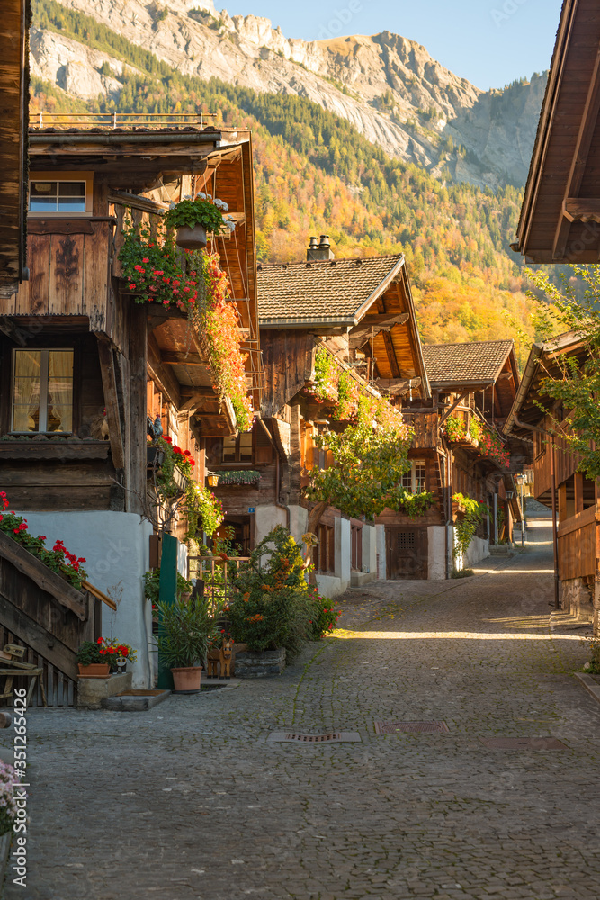 The Swiss village of Brienz on a sunny day 