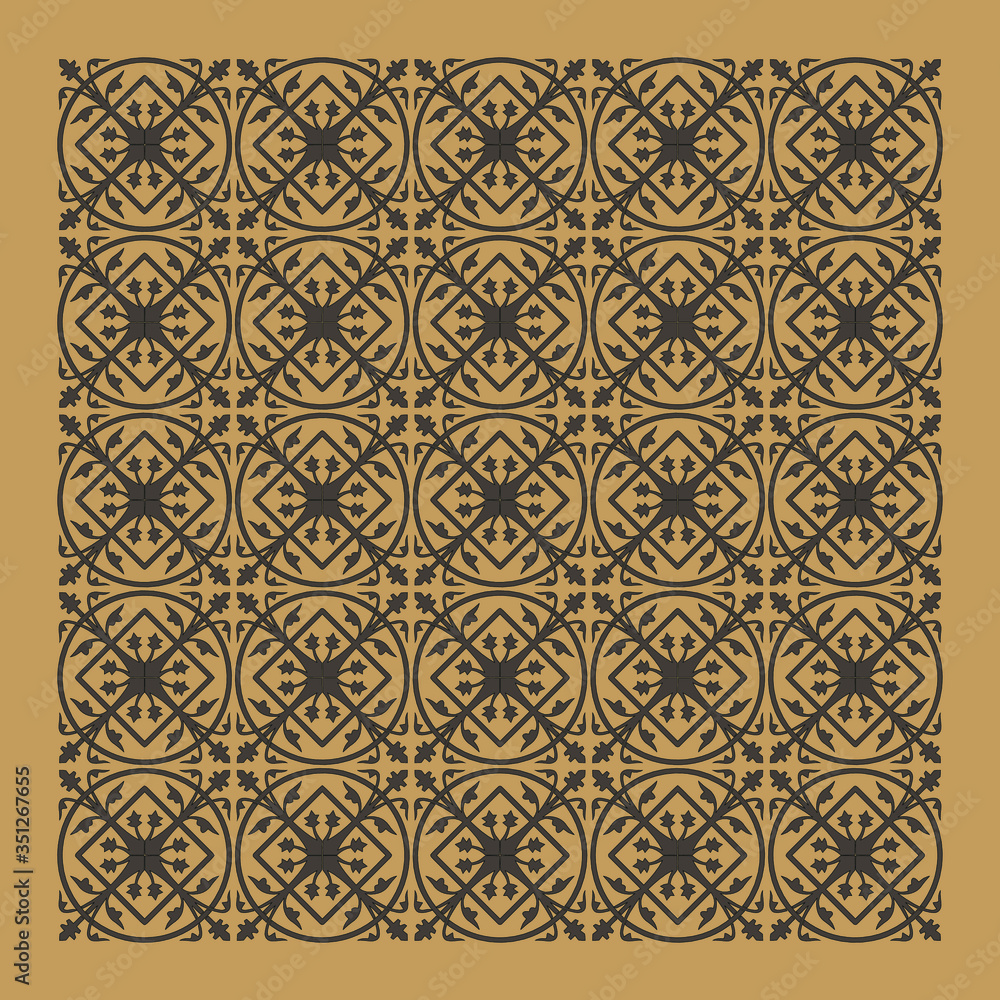 Gothic seamless pattern. Geometrical royal elements in a medieval style. Ornament for a tiles and mosaics.