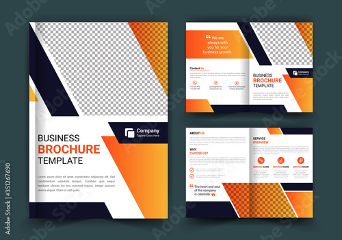 Corporate business bi-fold brochure template design