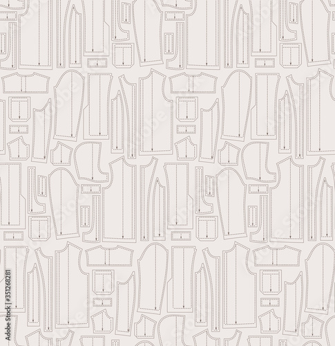 Tailoring. Pattern on a beige background. Pattern clothes pattern. Suitable for curtains, wallpaper, fabrics, wrapping paper. Background for the site.