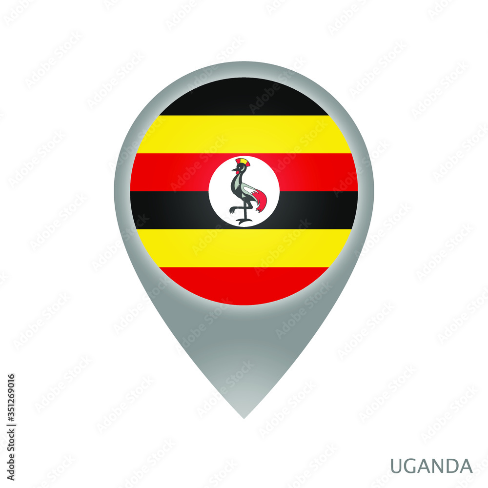Map pointer with flag of Uganda. Colorful pointer icon for map. Vector Illustration. Map pointer with flag of Uganda. Colorful pointer icon for map. Vector Illustration.