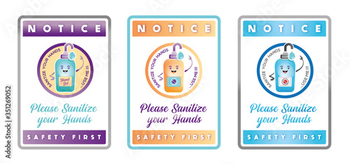 HAND GEL SIGN A4 - Sanitize Your Hands SET of 3 A4 SIGN - VECTOR - JPEG - PNG - NO BACKGROUND	