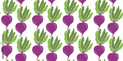 Seamless texture with beets and tops. Great for designing a healthy lifestyle or diet