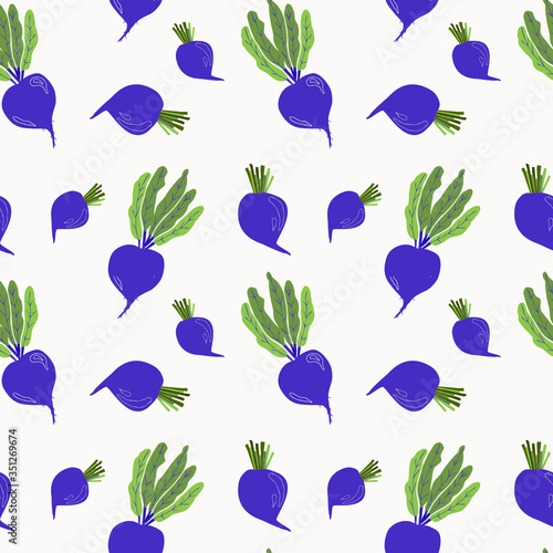 Seamless texture with beets and tops. Great for designing a healthy lifestyle or diet