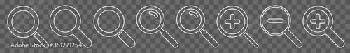 Magnifying Glass Icon White Line | Magnifier Illustration | Zoom Symbol | Loupe Logo | View Search Magnify Sign | Isolated | Variations