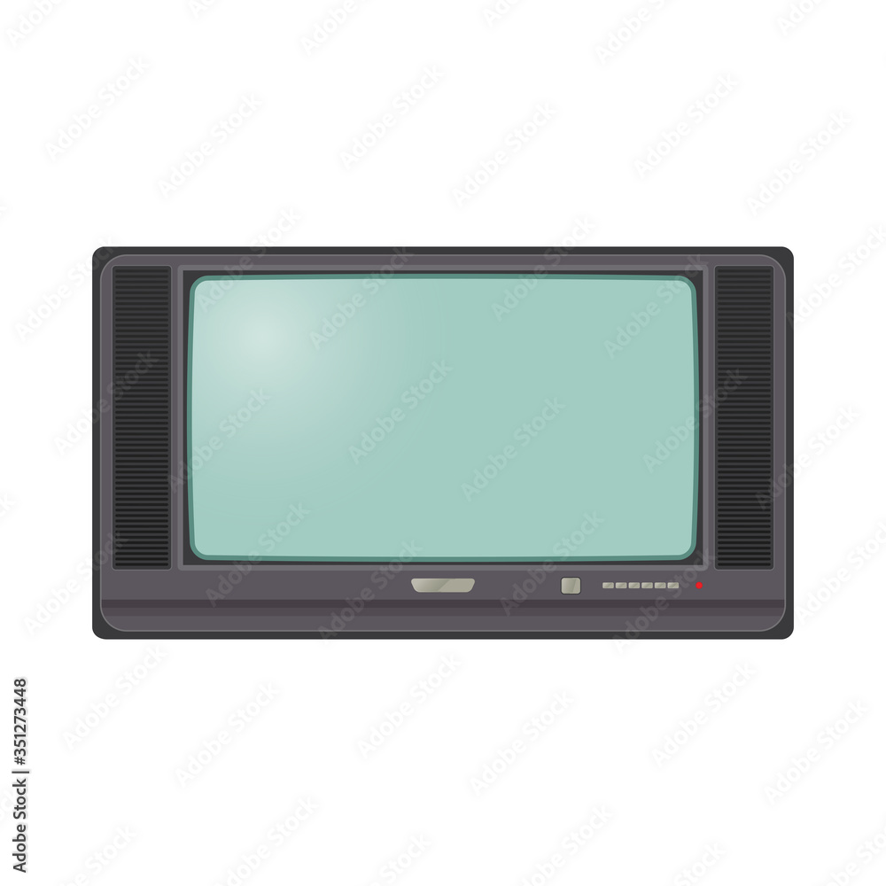 Retro tube television used in old years, vector illustration