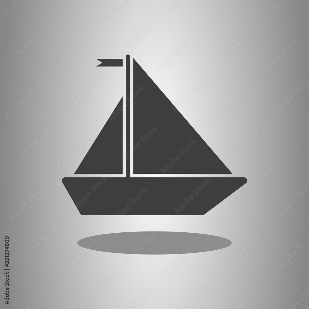 Boat simple icon with shadow. Flat desing Boat simple icon with shadow. Flat desing