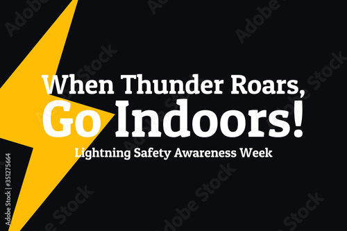 lightning Safety Awareness Week concept. Template for background, banner, card, poster with text inscription. Vector EPS10 illustration.