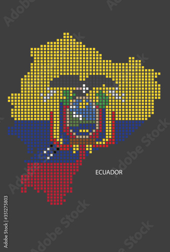 Ecuador map design flag square  black background.