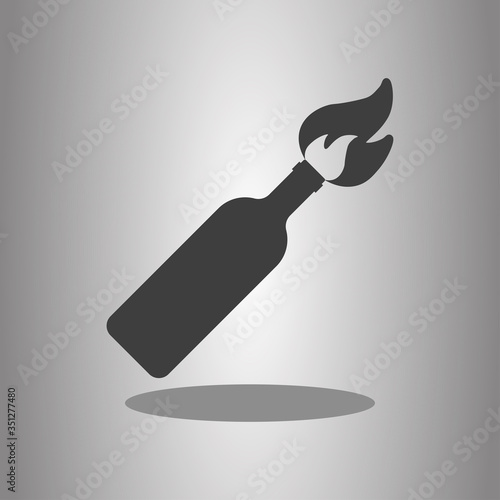 Molotov cocktail simple icon with shadow. Flat desing