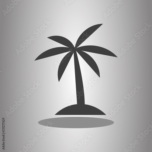 Palm tree simple icon with shadow. Flat desing