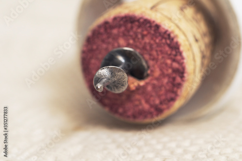 corkscrew and wine cork