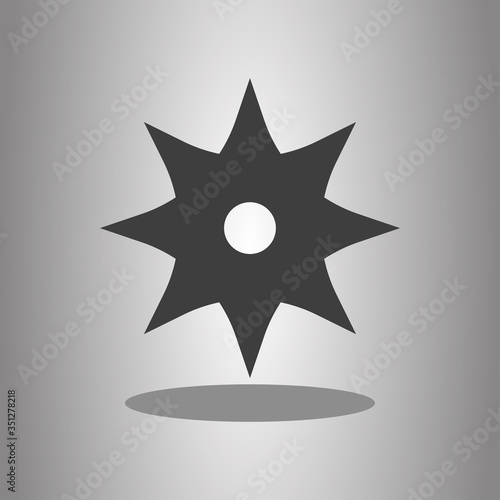 Shuriken simple icon with shadow. Flat desing