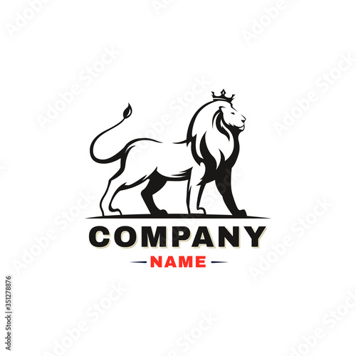 Lion vector logo. Lion with a crown on a white background.