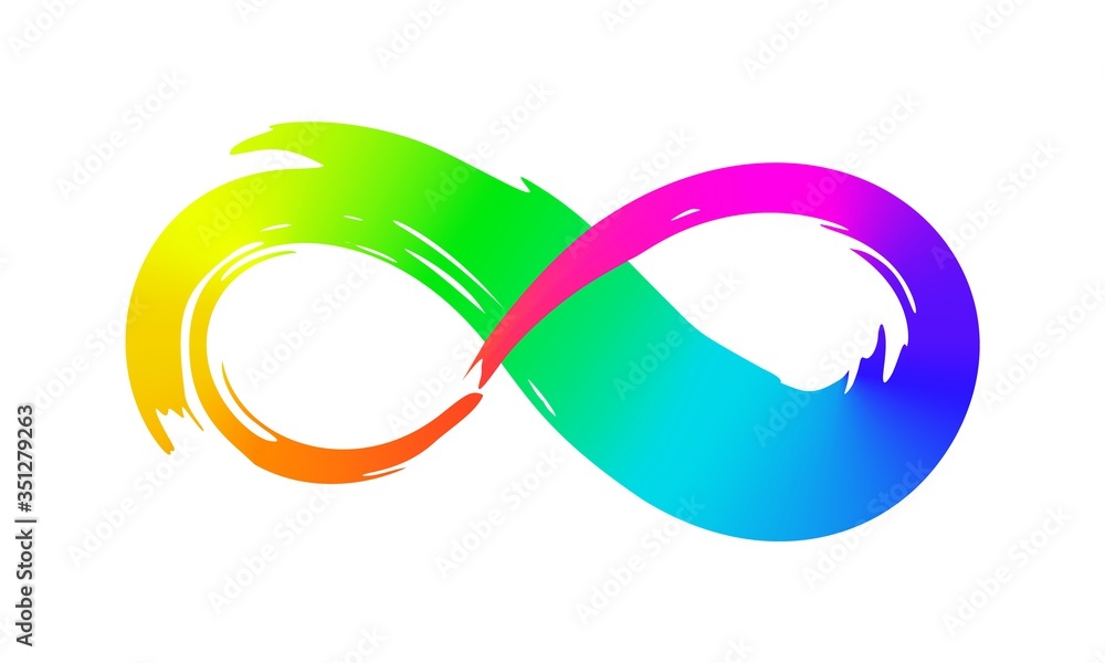 Rinbow infinity symbol with colorful gradient hand painted with ink brush Rinbow infinity symbol with colorful gradient hand painted with ink brush