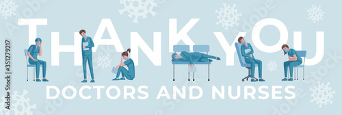 Thank you doctors and nurses vector poster template. Stop Coronavirus covid-19 banner concept.