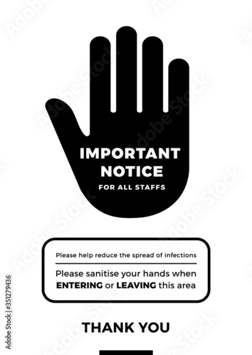 Important Notice for all staffs - Covid-19 safety measures and precautions warning poster suitable for print(Black) - Covid poster
