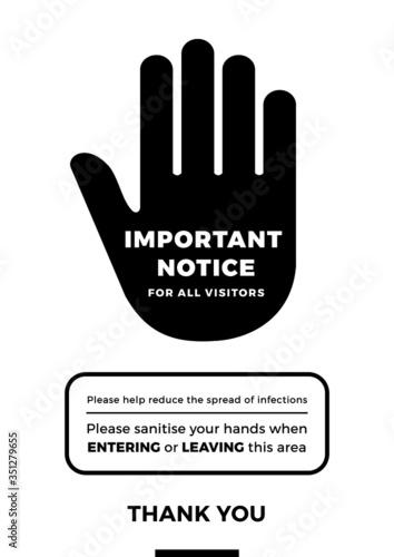 Important Notice for all visitors - Covid-19 safety measures and precautions warning poster suitable for print(Black) - Covid poster