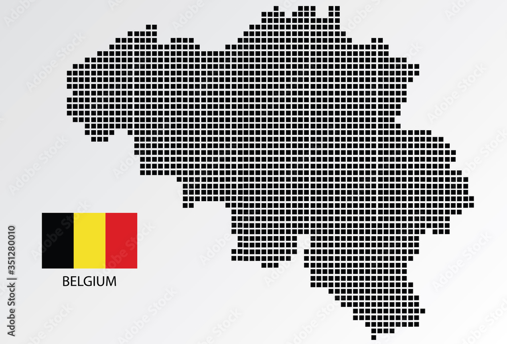 Belgium map design square with flag Belgium.