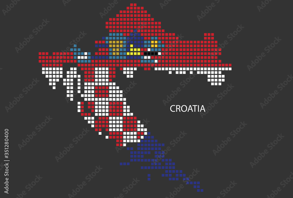 Fototapeta premium Croatia map design flag Azerbaijan square, black background.