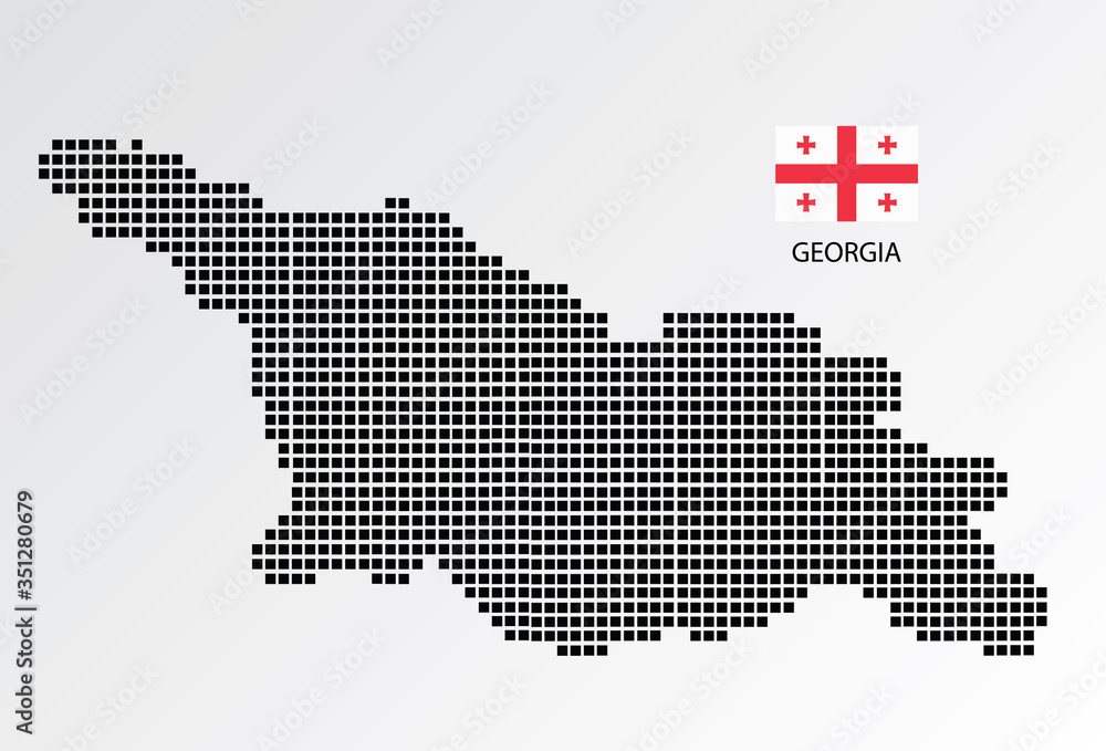 Georgia map design square with flag Georgia.