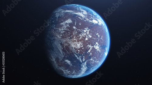 3D rendering of the process of terraforming Mars as a result of humanity colonization of the red planet