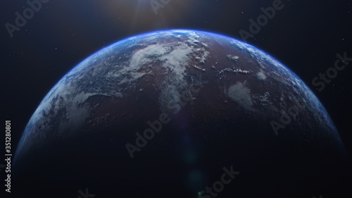 Fototapeta Naklejka Na Ścianę i Meble -  3D rendering of the process of terraforming Mars as a result of humanity colonization of the red planet