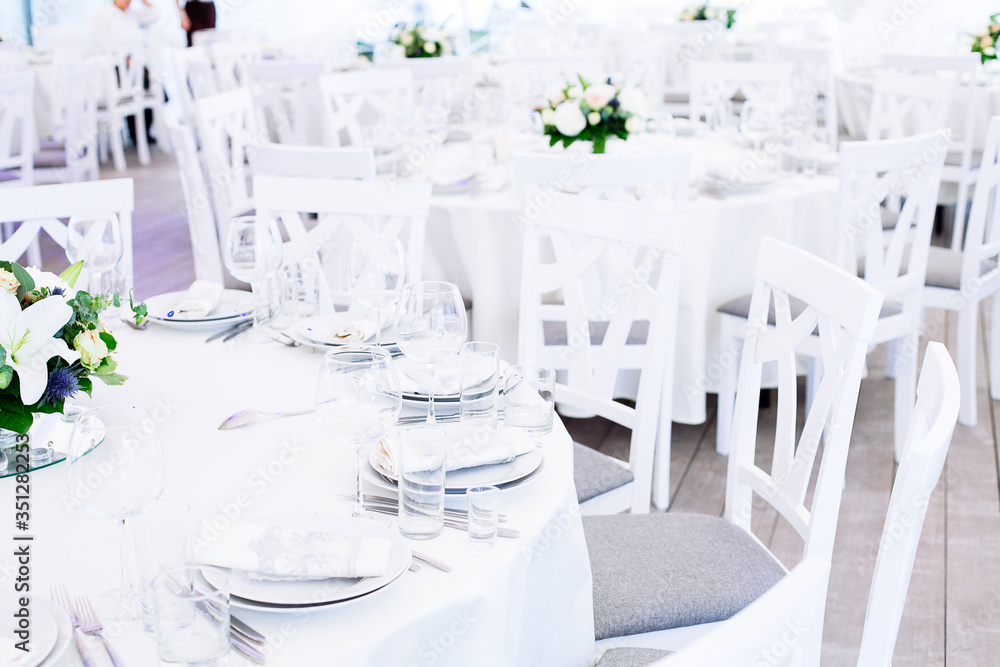 Wedding banquet. Table set for wedding reception Wedding banquet. Table set for wedding reception