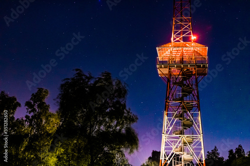 comunications tower at night photo