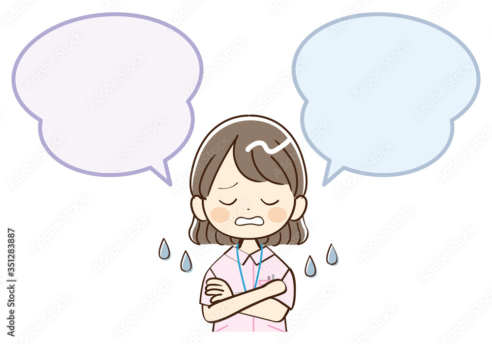 女性、看護師、困惑 女性、看護師、困惑