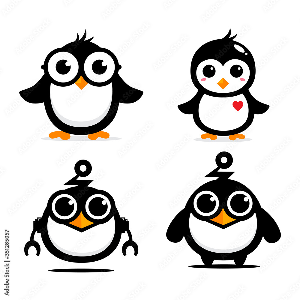 vector design set of cute penguins vector design set of cute penguins
