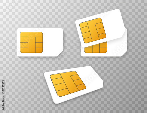 Vector Mobile Cellular Phone Sim Card Chip Isolated on Background